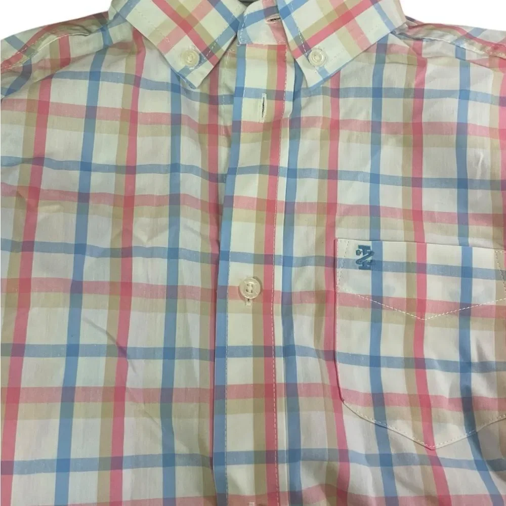 Izod Boy's Multicolor Plaid Shirt perfect for easter excellent worn once size M
